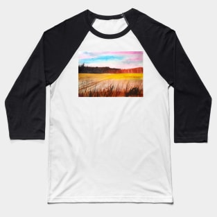 Field Landscape Watercolor Baseball T-Shirt